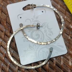 925 Hammered Hoops